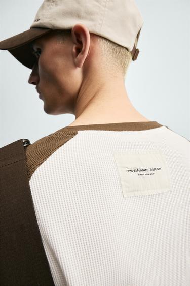 CONTRAST CHECK-TEXTURE T-SHIRT - Oyster-white by Zara