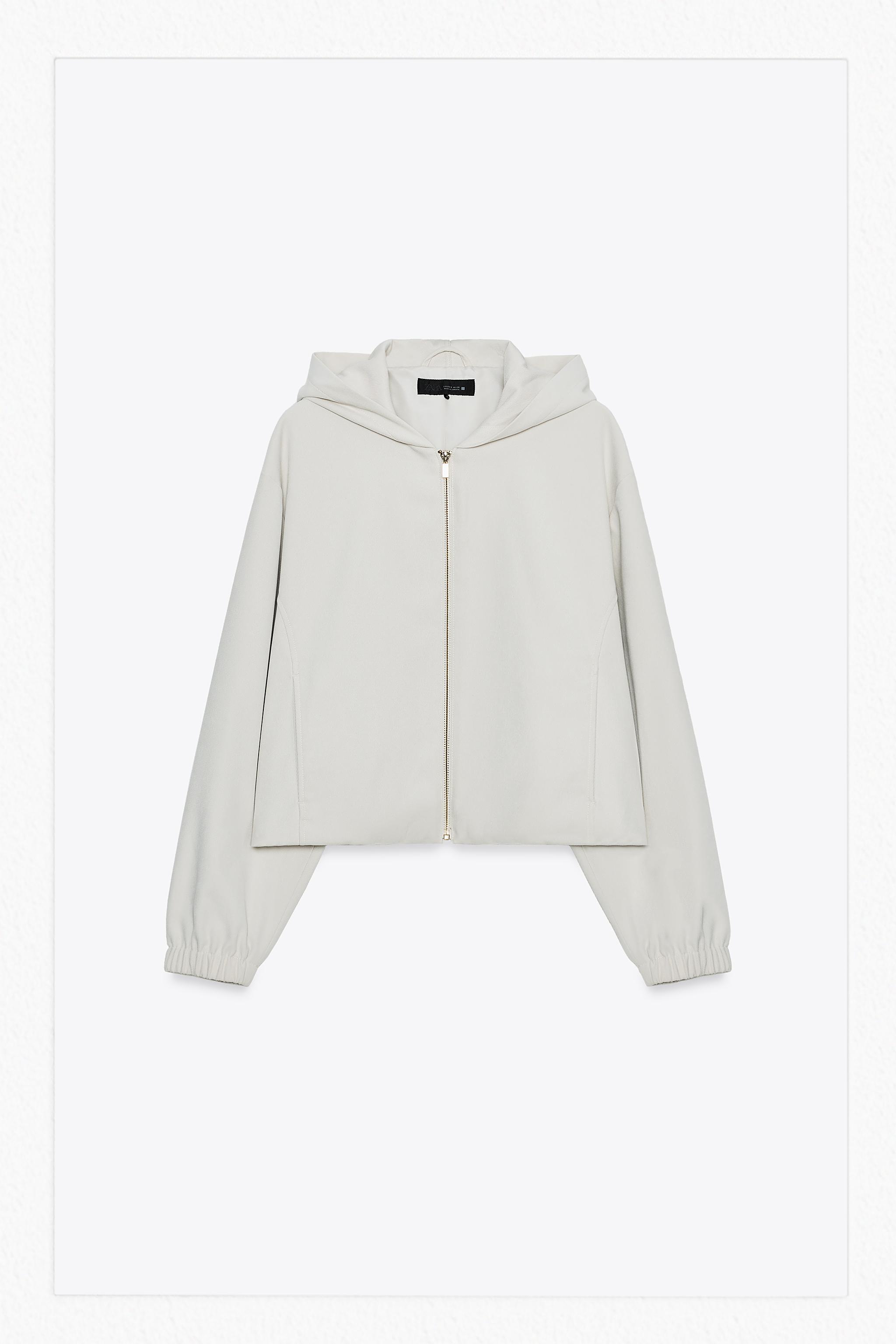 ZARA RECCO ホワイトフードジャケット S ZARA RECCO ホワイトフードジャケット S ZARA RECCO ホワイト