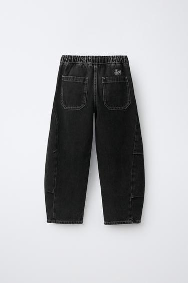 SEAMED BARREL JEANS — Black 2