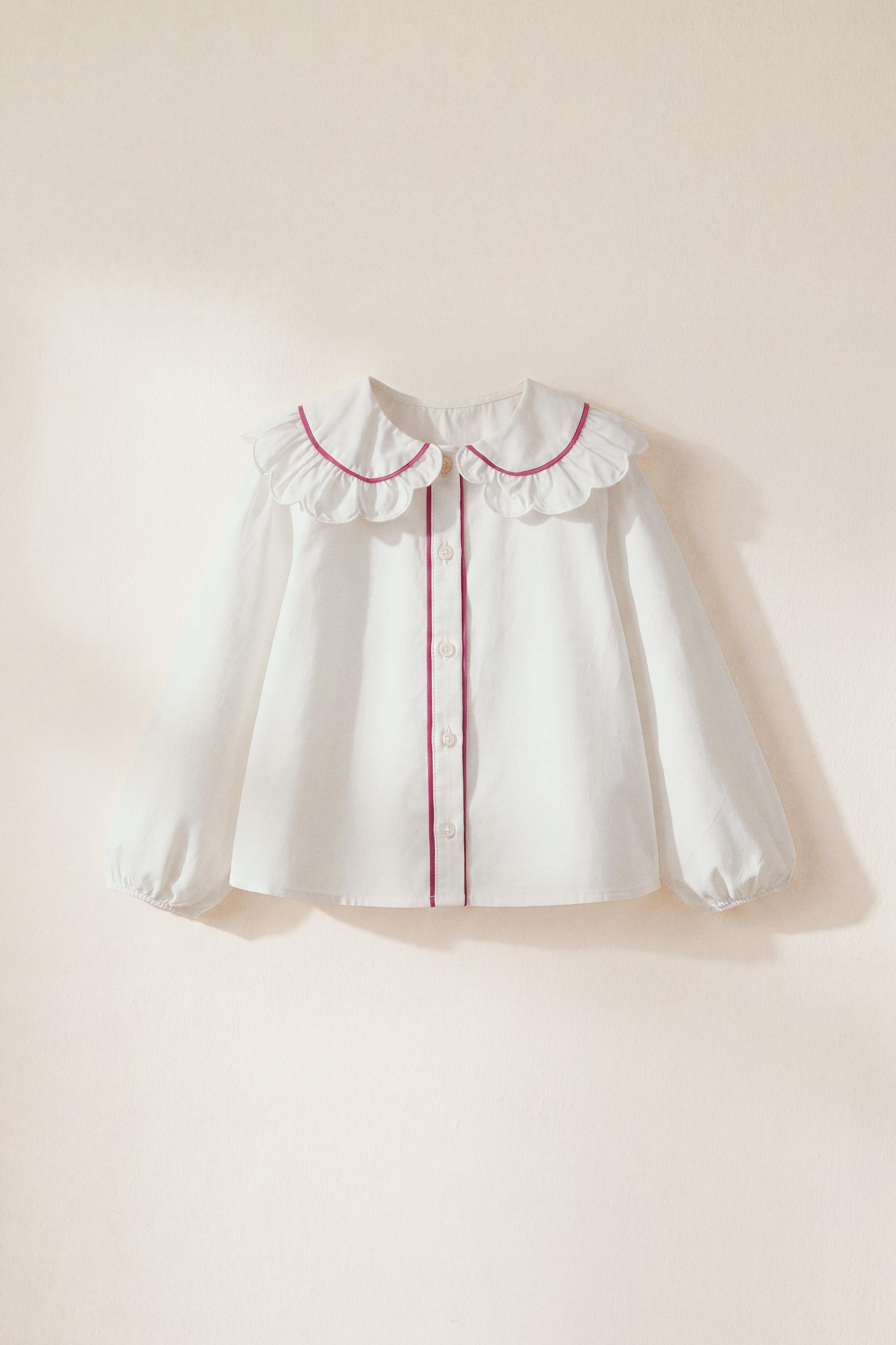 CONTRAST PETER PAN COLLAR SHIRT — White
