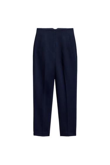 PANTALON TAILLE HAUTE - Bleu marine de Zara - Image 7