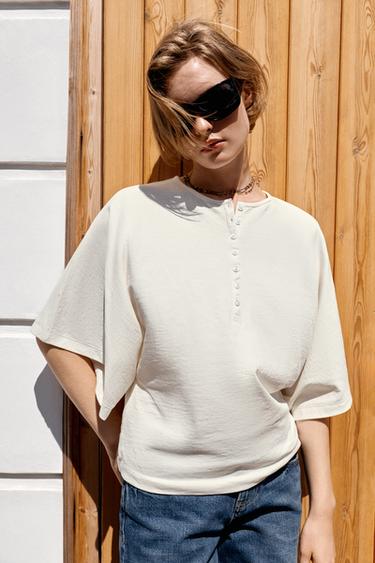 HENLEY T-SHIRT - Oyster-white by Zara
