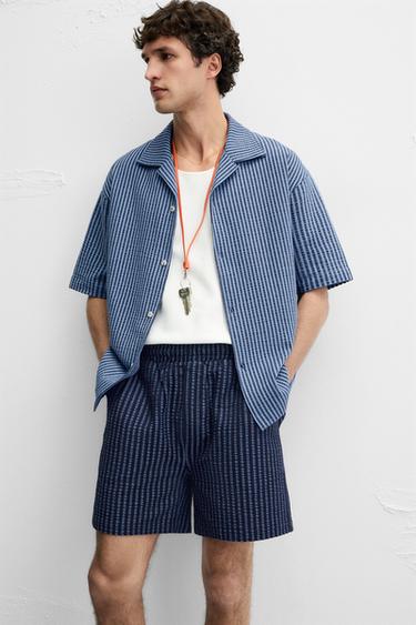 BERMUDA RELAXED FIT SEERSUCKER - Bleu / Bleu marine de Zara - Image 4