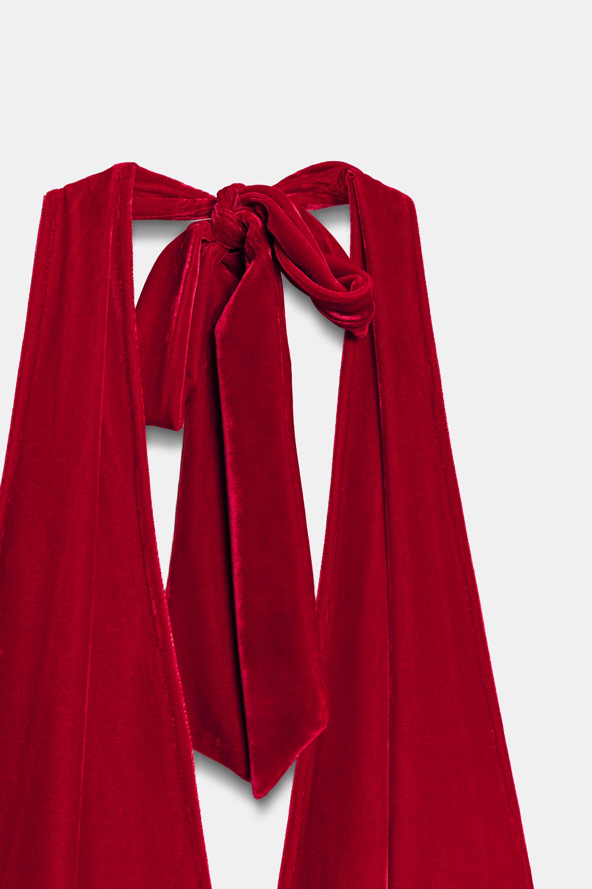 VELVET HALTER DRESS