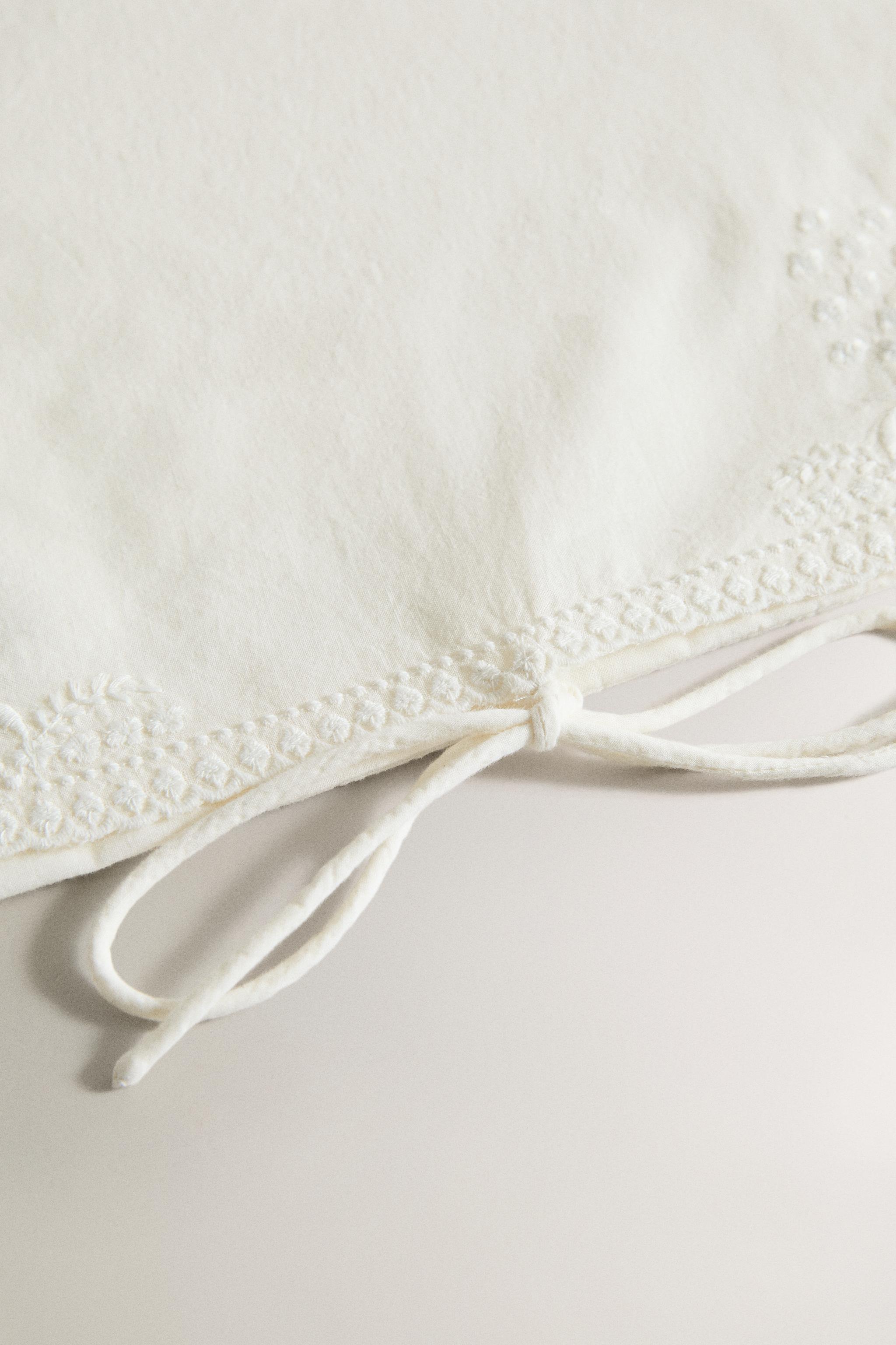 EMBROIDERED COTTON PAJAMA BAG — Ivory