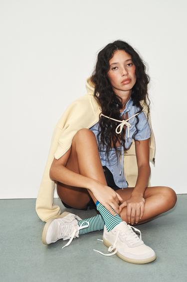 BAREFOOT COMBINED LEATHER TRAINERS - Ecru White by Zara