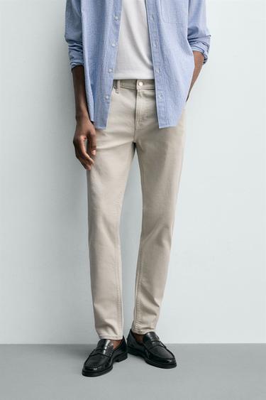 BASIC SLIM FIT JEANS - Ecru by Zara