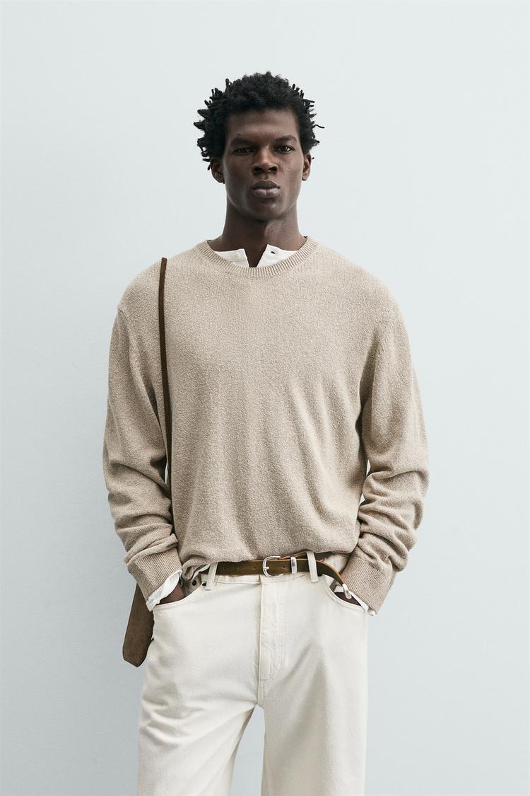 ZARA COTTON BLEND TWISTED YARN JUMPER