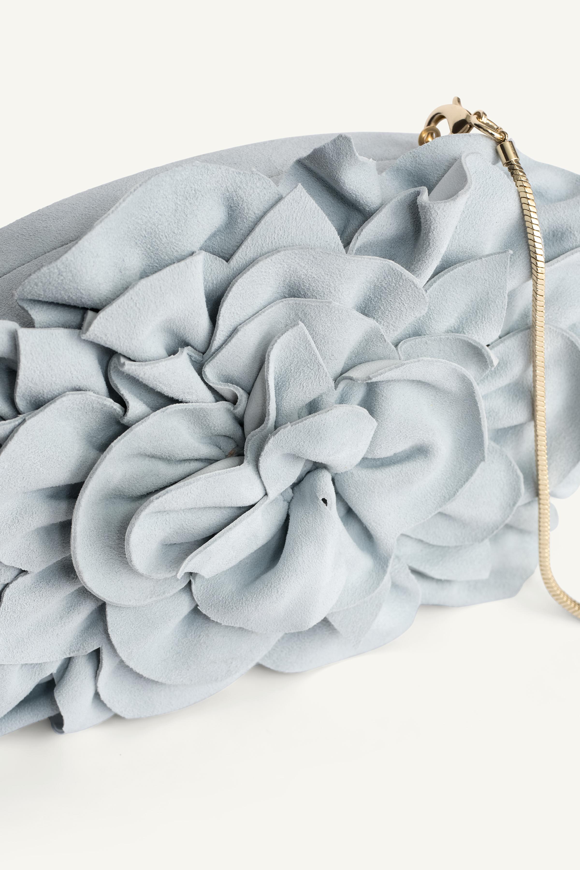 LEATHER FLOWER CLUTCH LIMITED EDITION - Blue | ZARA United States