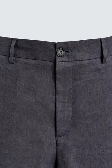 100% LINEN SUIT TROUSERS - Dark grey by Zara - Image 7