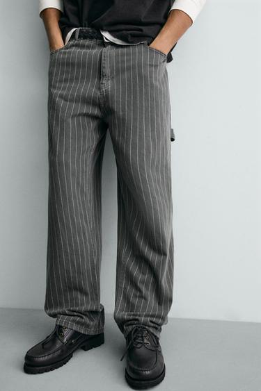 PANTALON BAGGY FIT RAYURES - Gris / Bleu de Zara - Image 4
