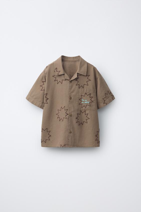 EMBROIDERED SUN SHIRT - Brown by Zara - Image 0