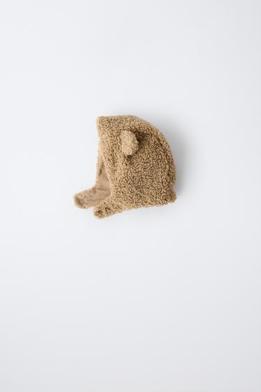 FAUX SHEARLING EAR BEANIE — taupe brown 1