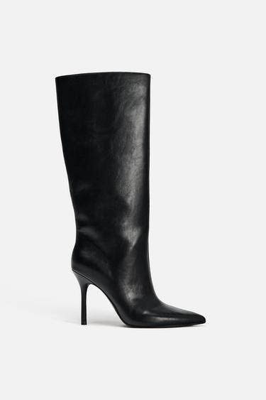 BOTA DE SALTO COM PESPONTO - Preto da Zara