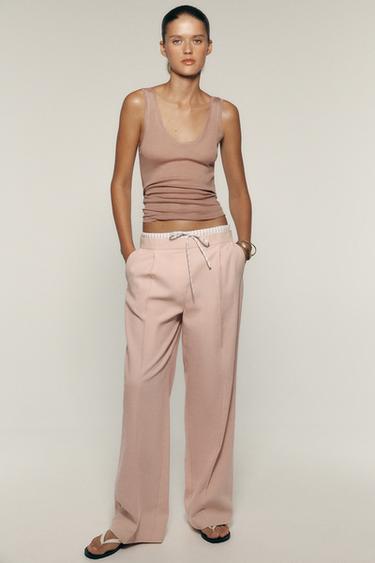 PANTALÓN CINTURA BOXER - Rosa pastel de Zara