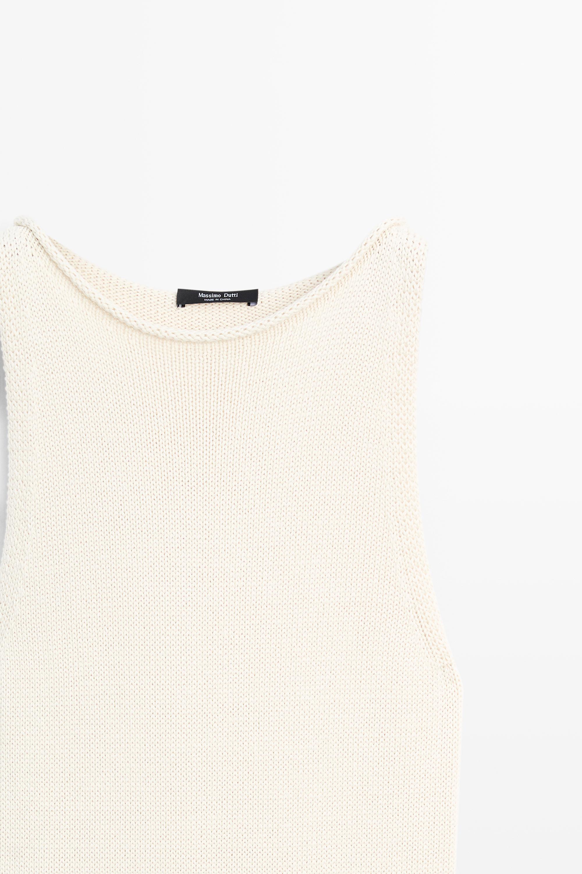 Robe midi maille contrastante 100 % coton