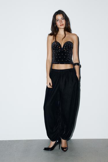 VELVET SHIMMER TOP - Black by Zara - Image 0