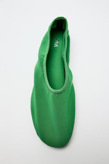 MESH BALLET FLATS - Green by Zara