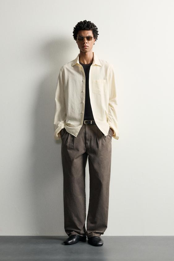 RELAXED FIT WASHED-EFFECT SHIRT - Stone by Zara - Image 0