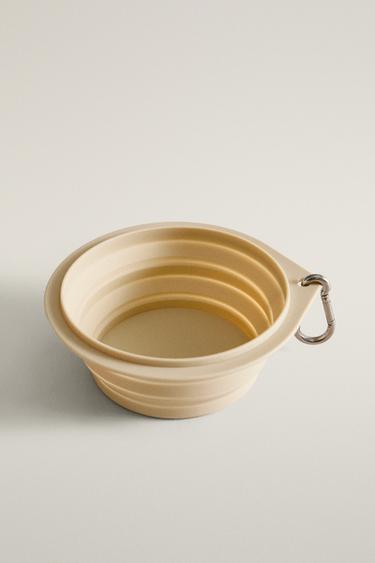 FOLDABLE SILICONE PET FOOD BOWL — Ecru 2