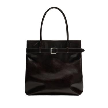 BOLSO SHOPPER PIEL CINTURÓN - Marrón de Zara
