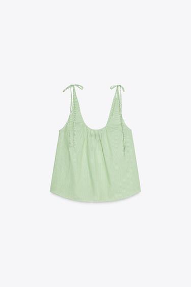 STRIPED STRAPPY TOP - Green/White by Zara - Image 5