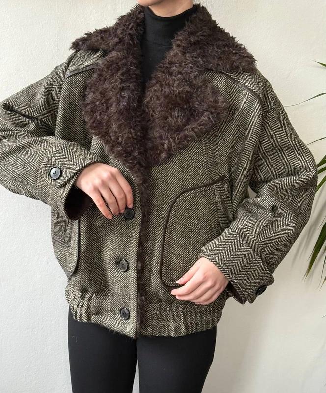 LIMITED EDITION HERRINGBONE COMBINED BOMBER JACKET - Image 3