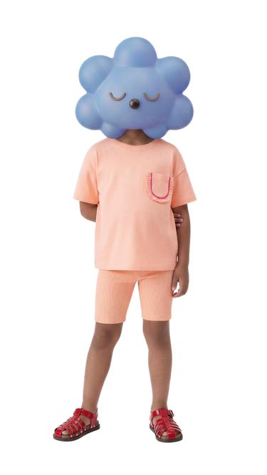 RIBBED CYCLING LEGGINGS WITH EMBOSSED TEXT - Tangerine by Zara