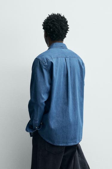 CHEMISE RELAXED FIT EN DENIM - Bleu moyen de Zara - Image 2