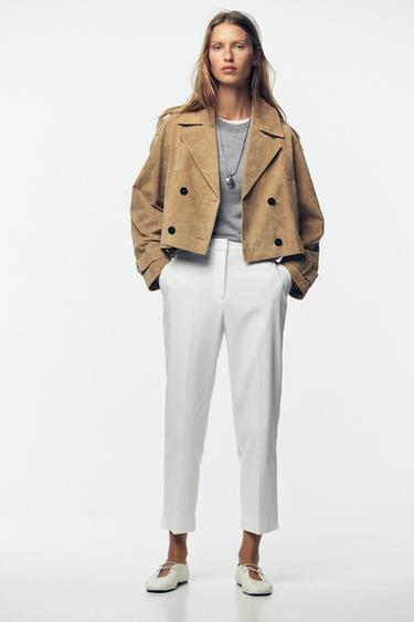 TROUSERS WITH VENT ON THE HEM - Ecru by Zara