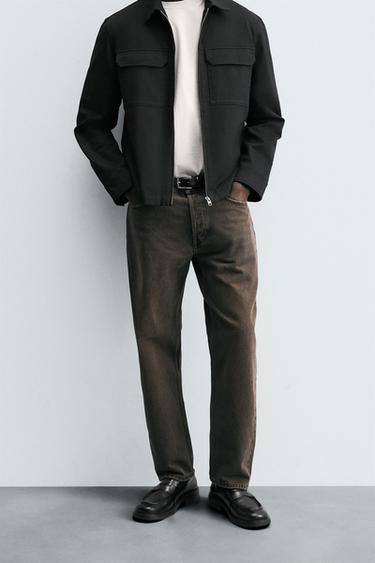 Zara REGULAR STRAIGHT FIT JEANS - Brown