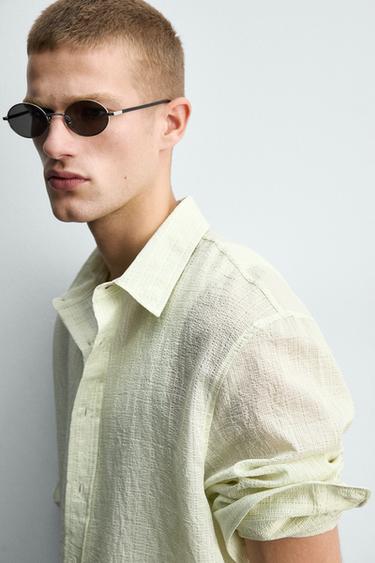 CHEMISE STRUCTURÉE FLUIDE RELAXED FIT - Vert clair de Zara - Image 4
