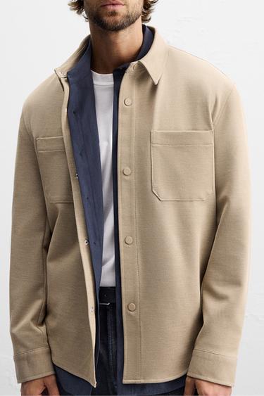 M.T. BA. جاكيت قميصي KNIT M/L - مِحْمر الخاص بـ Zara