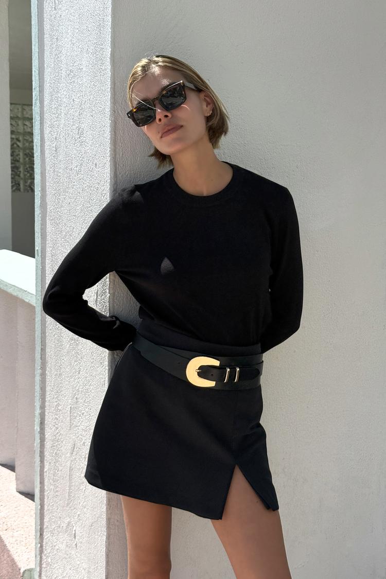 FALDA PANTALÓN BAJO ABERTURA Negro ZARA Chile