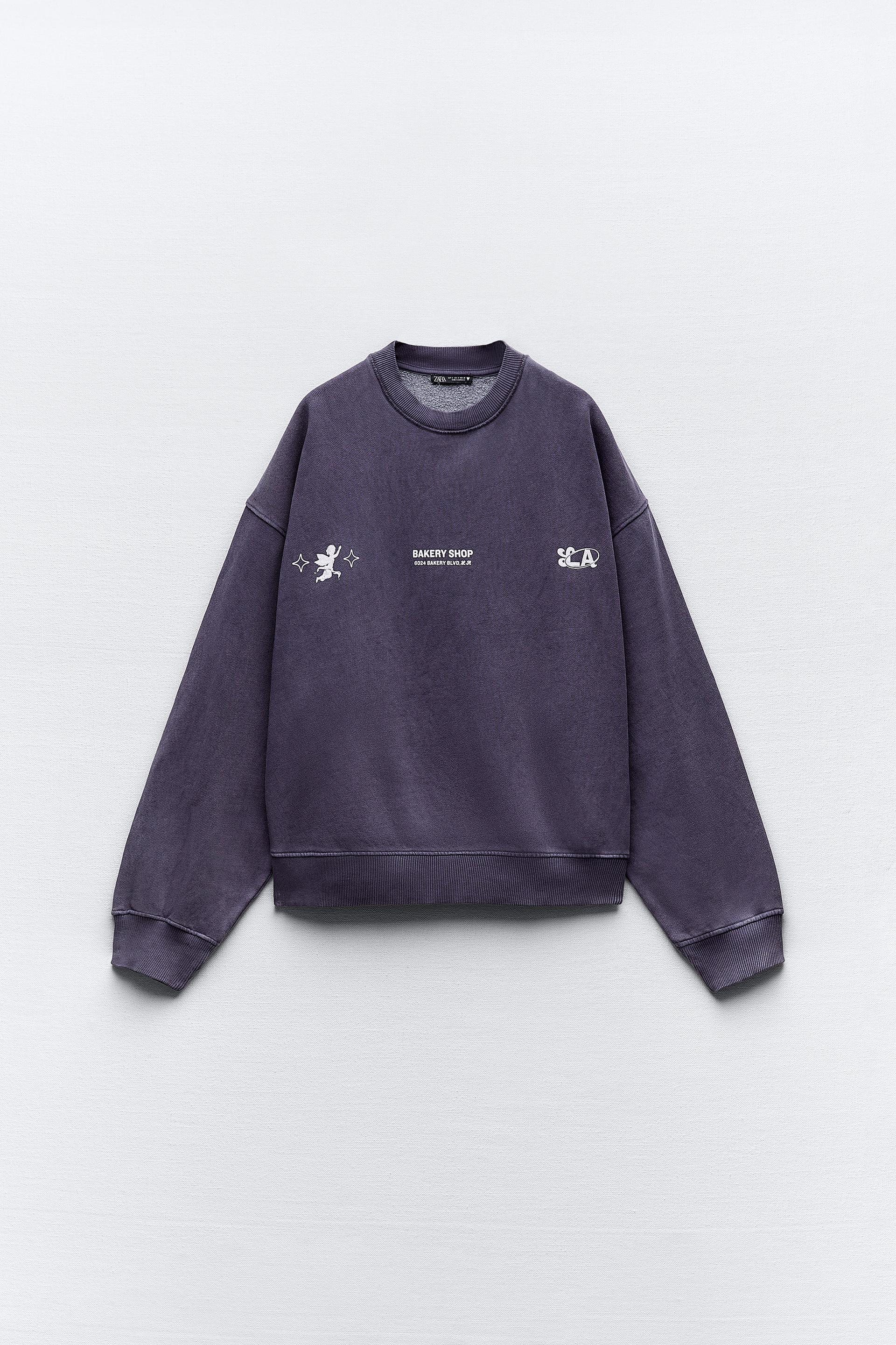 faded printed sweatshirt zara