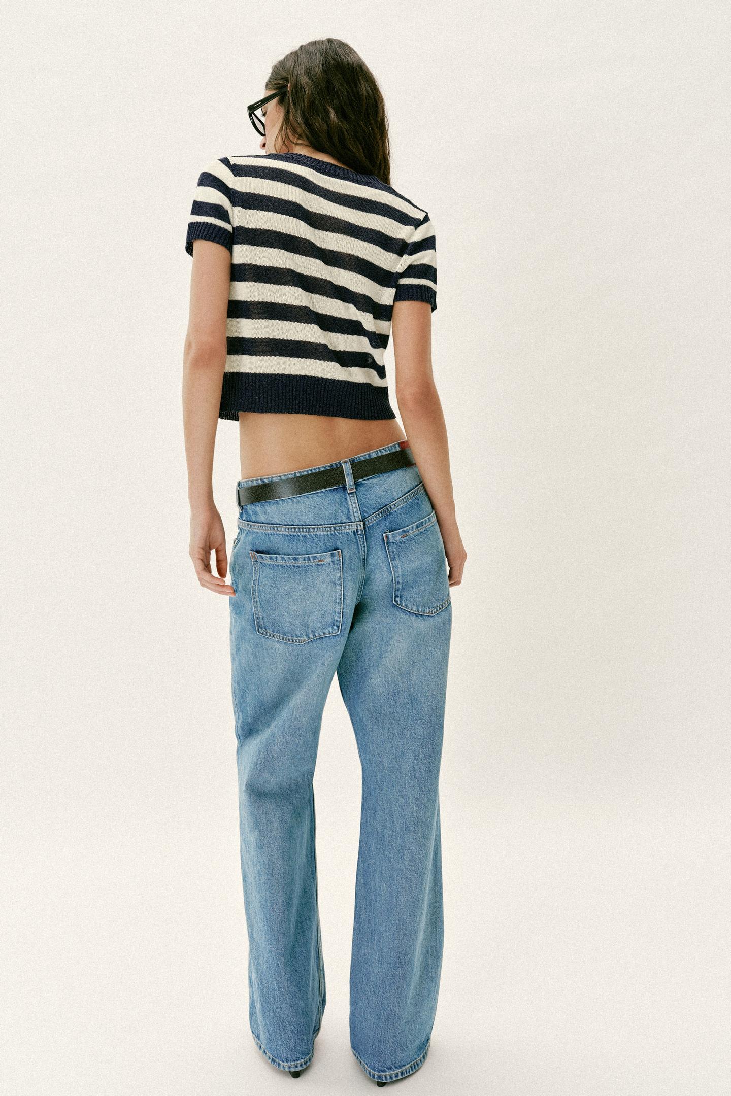 Женский топ Zara Short Sleeve Knit Top, цвет: Полосатый — фото 4