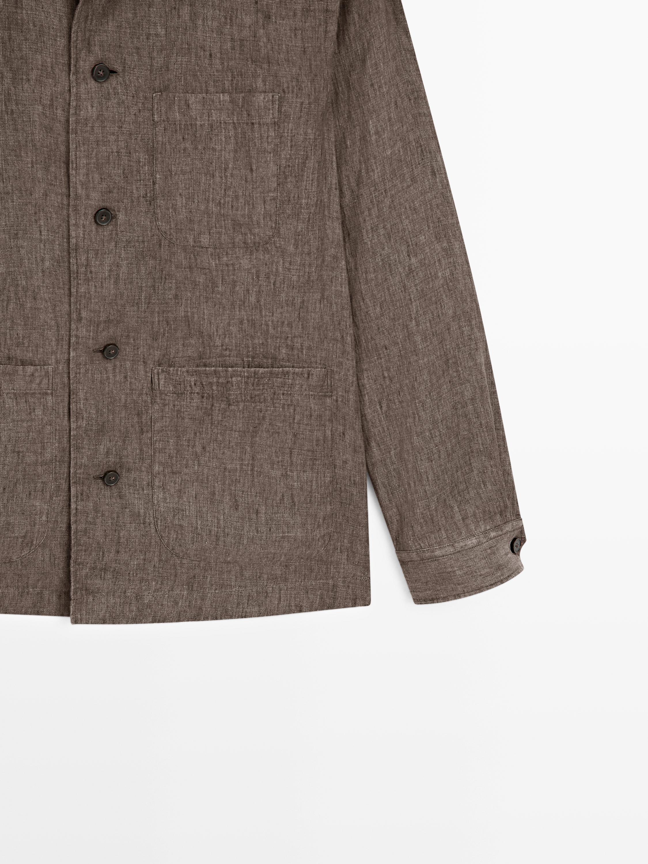 Faded linen overshirt with pocket details