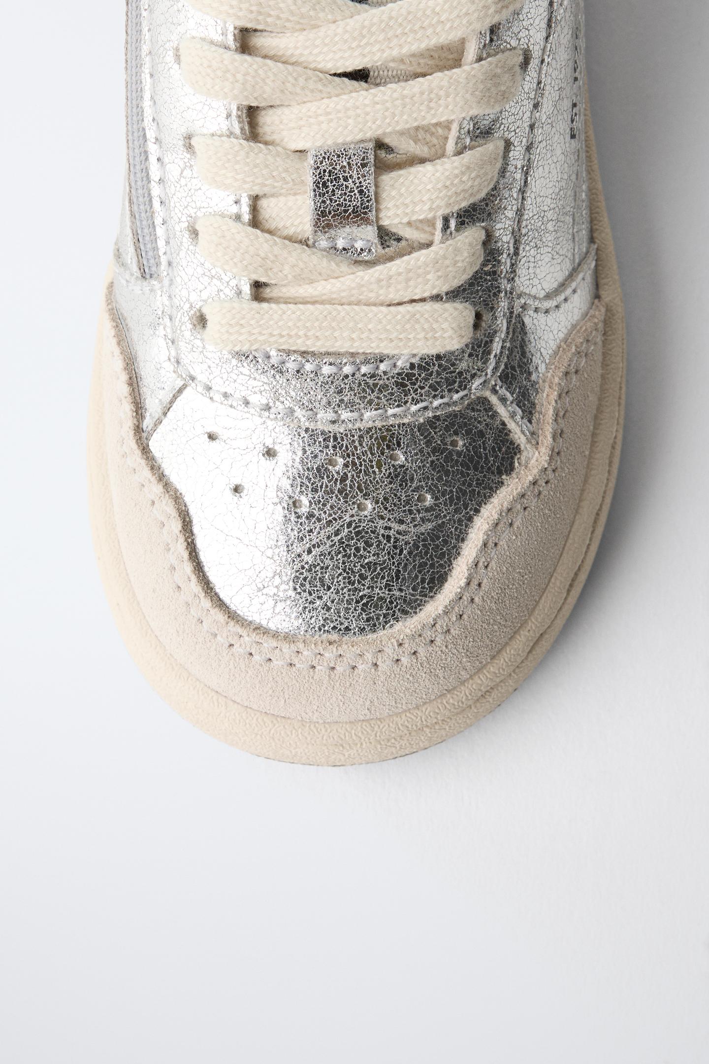Детские кроссовки Zara Metallic, цвет: Серебряный — фото 4