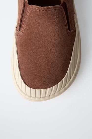 Zara LEATHER SNEAKERS - Brick
