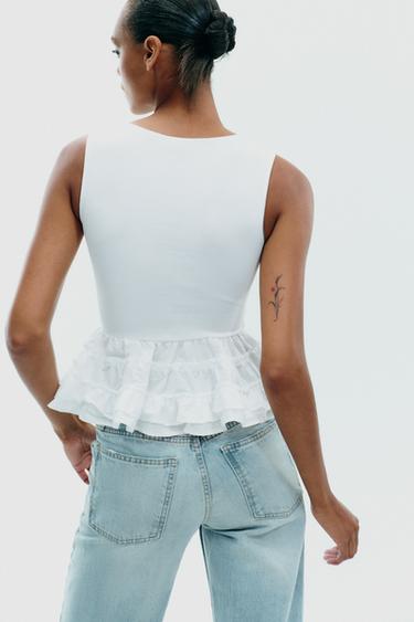 PEPLUM TOP WITH STRAPS - White by Zara - Image 4
