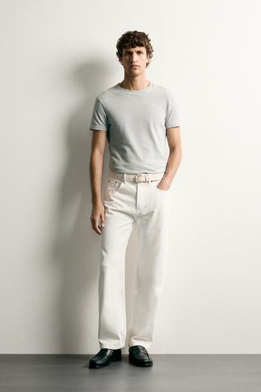 Zara STRAIGHT ANKLE FIT JEANS - White