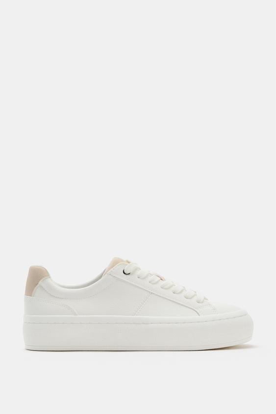 BASKETS AVEC DÉTAIL AU TALON - Blanc de Zara - Image 0