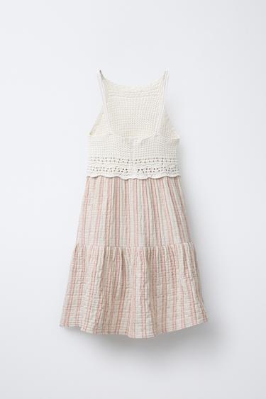 TEXTURED CROCHET KNIT DRESS - Ecru by Zara - Image 1