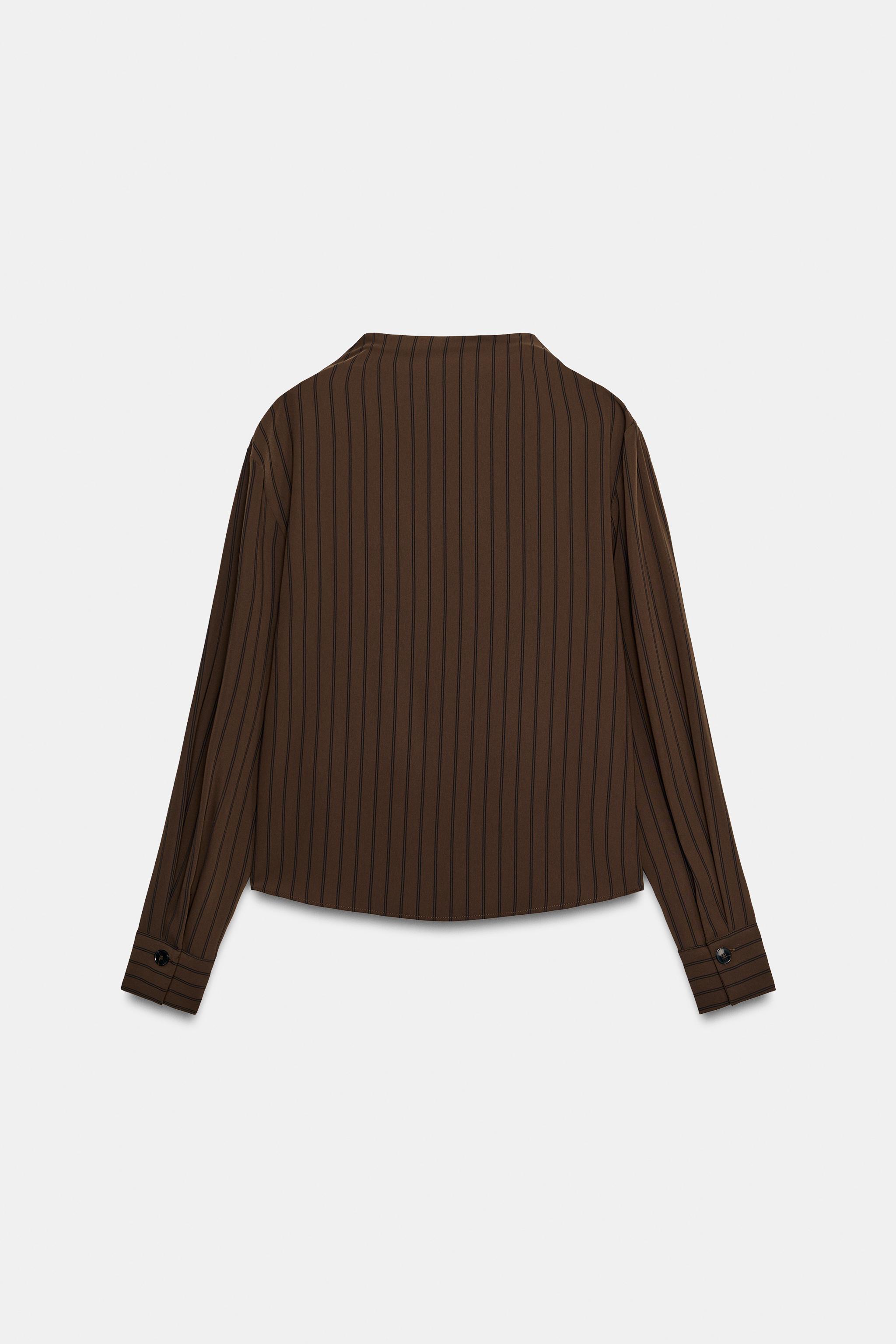 STRIPED WRAP BLOUSE