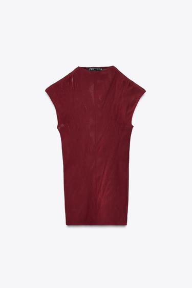 TOP SANS COUTURE EN DENTELLE - Grenat de Zara - Image 4