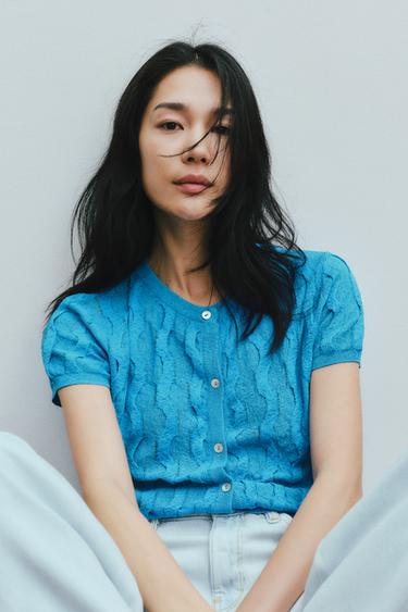 TEXTURED KNIT TOP - Blue by Zara