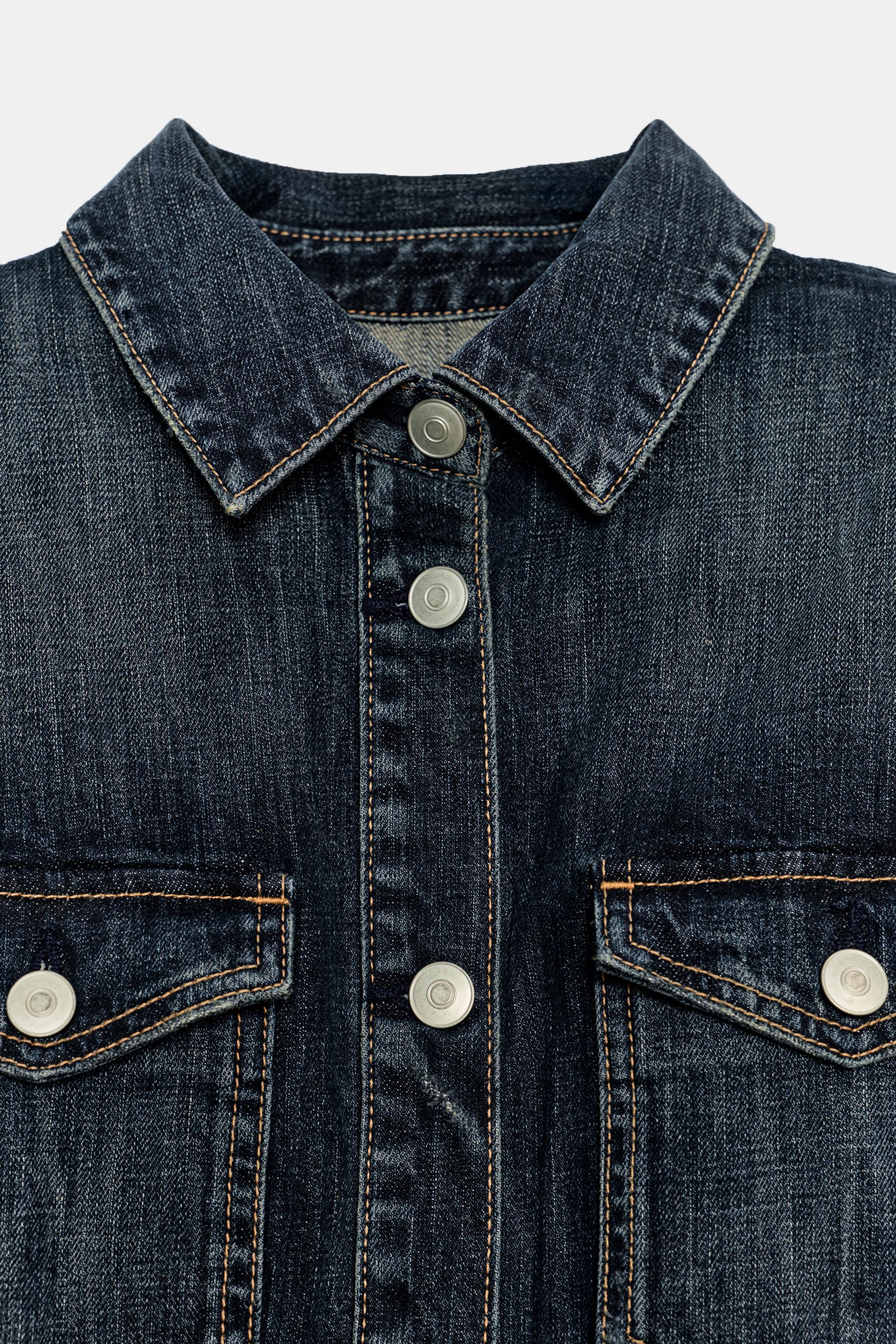TRF SHOULDER-PAD DENIM MINI DRESS