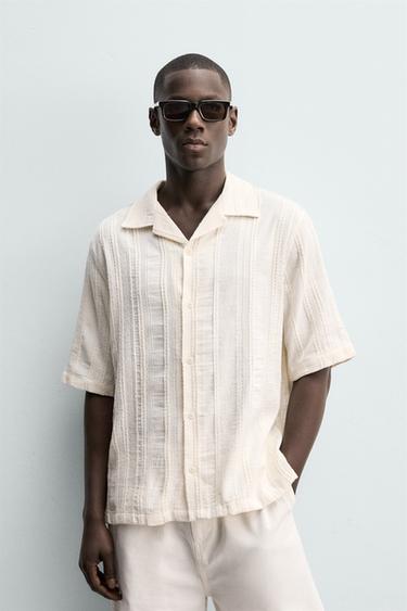 CAMISA JACQUARD GEOMÉTRICO - Crudo de Zara