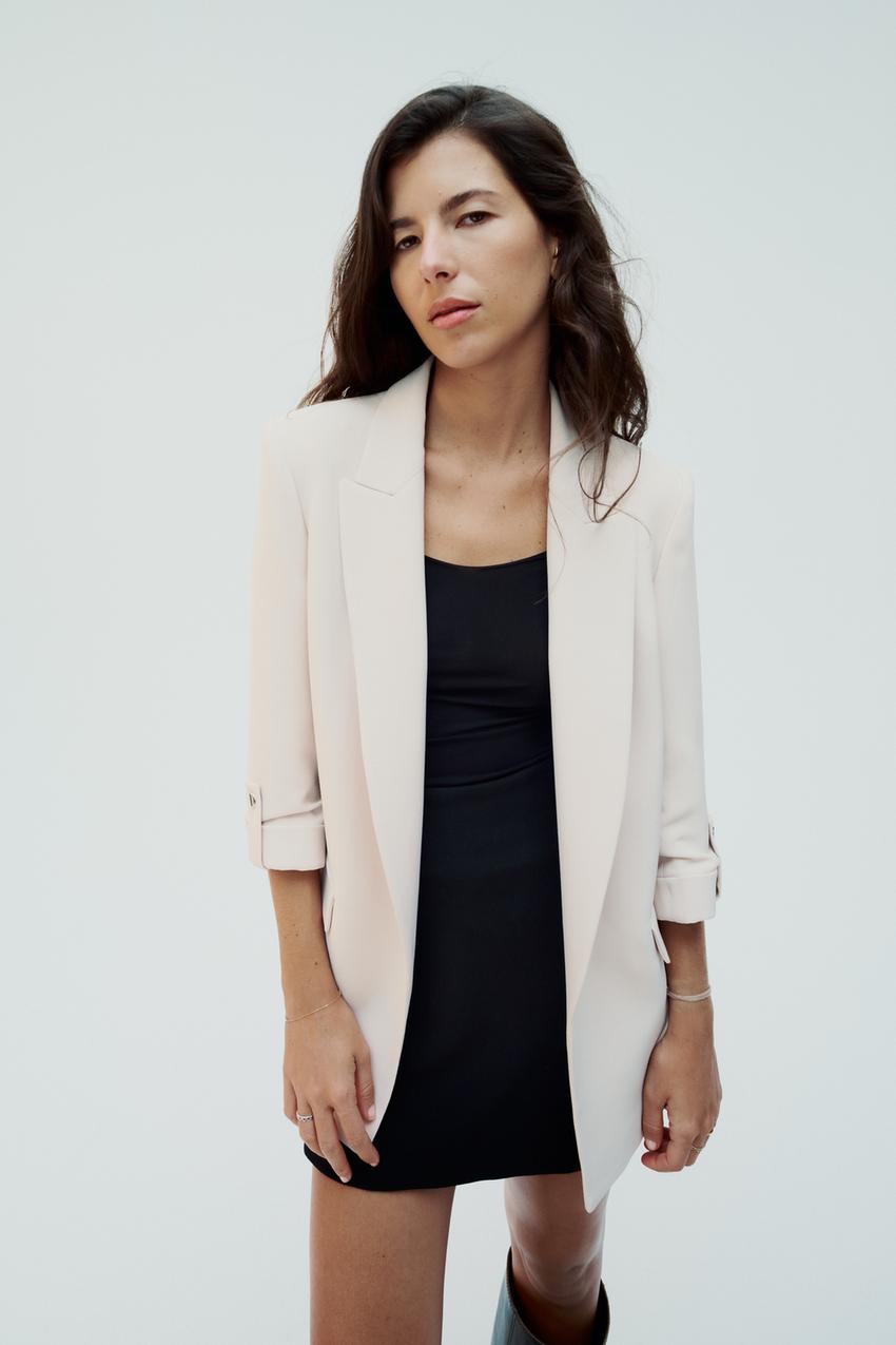 BLAZER WITH ROLLED-UP SLEEVES - Sand