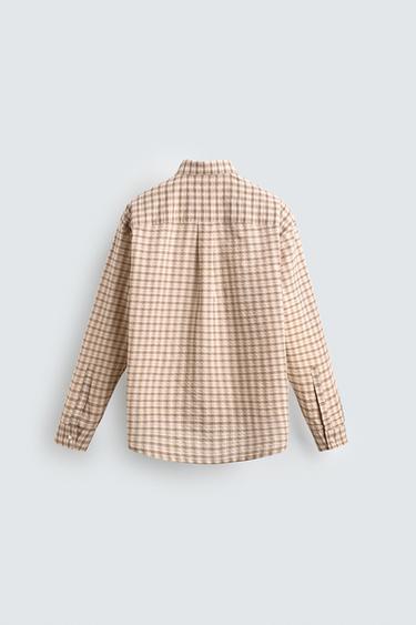 TEXTURED CHECK SHIRT - Sand by Zara - Image 7